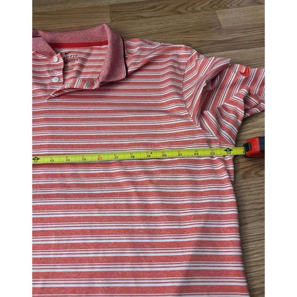 Nike Dri-Fit Red & White Stripe Polo Golf Shirt Size XL